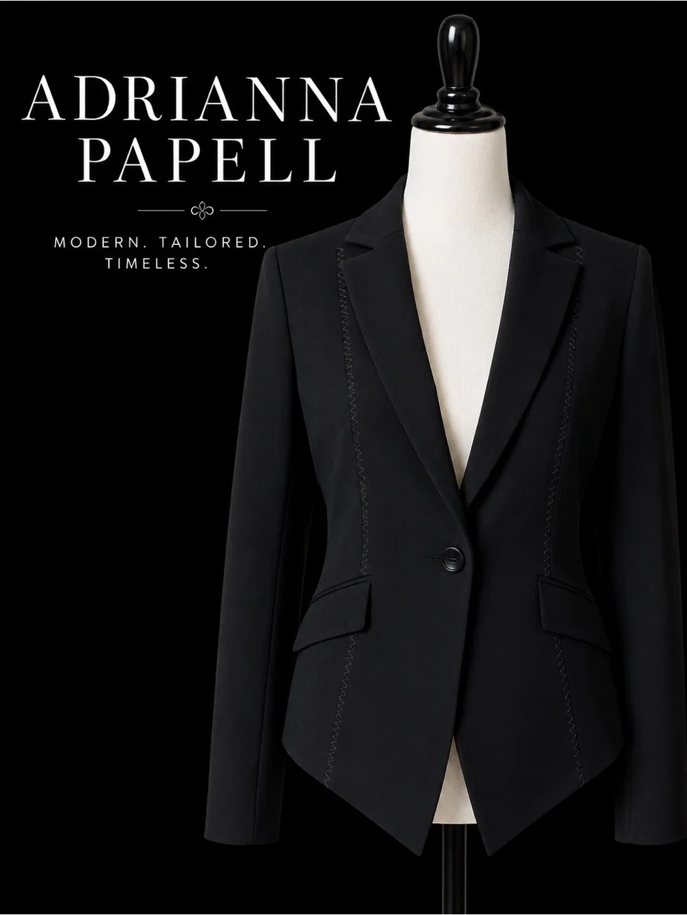 Adrianna Papell Black Point Hem One-Button Blazer Jacket